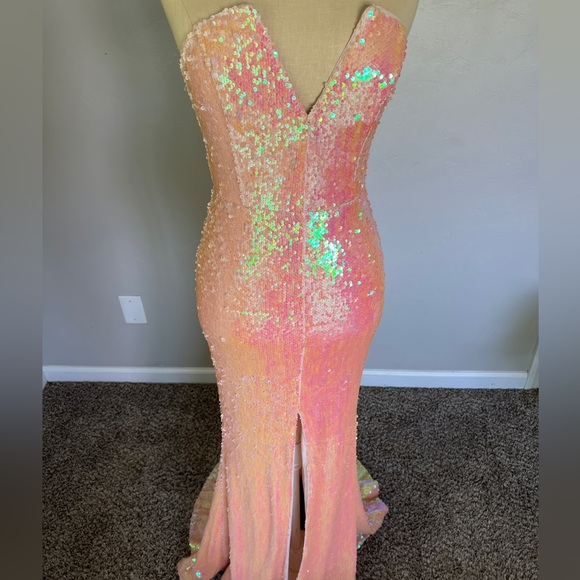 NBD Dreams From Yesterday Sequins Gown Electric Peach REVOLVE XS - Picture 6 of 8